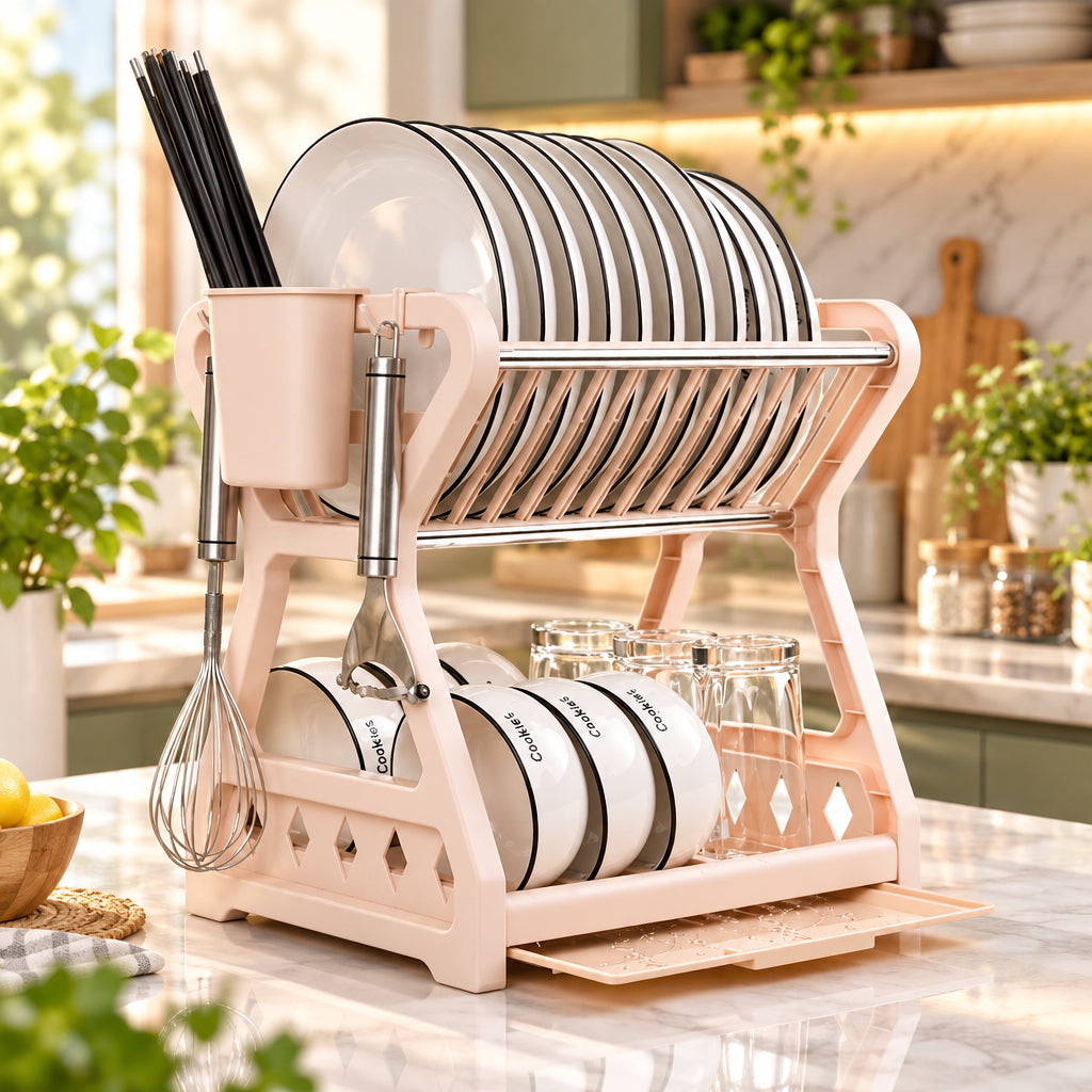 Dual-Level Kitchen Organizer Rack