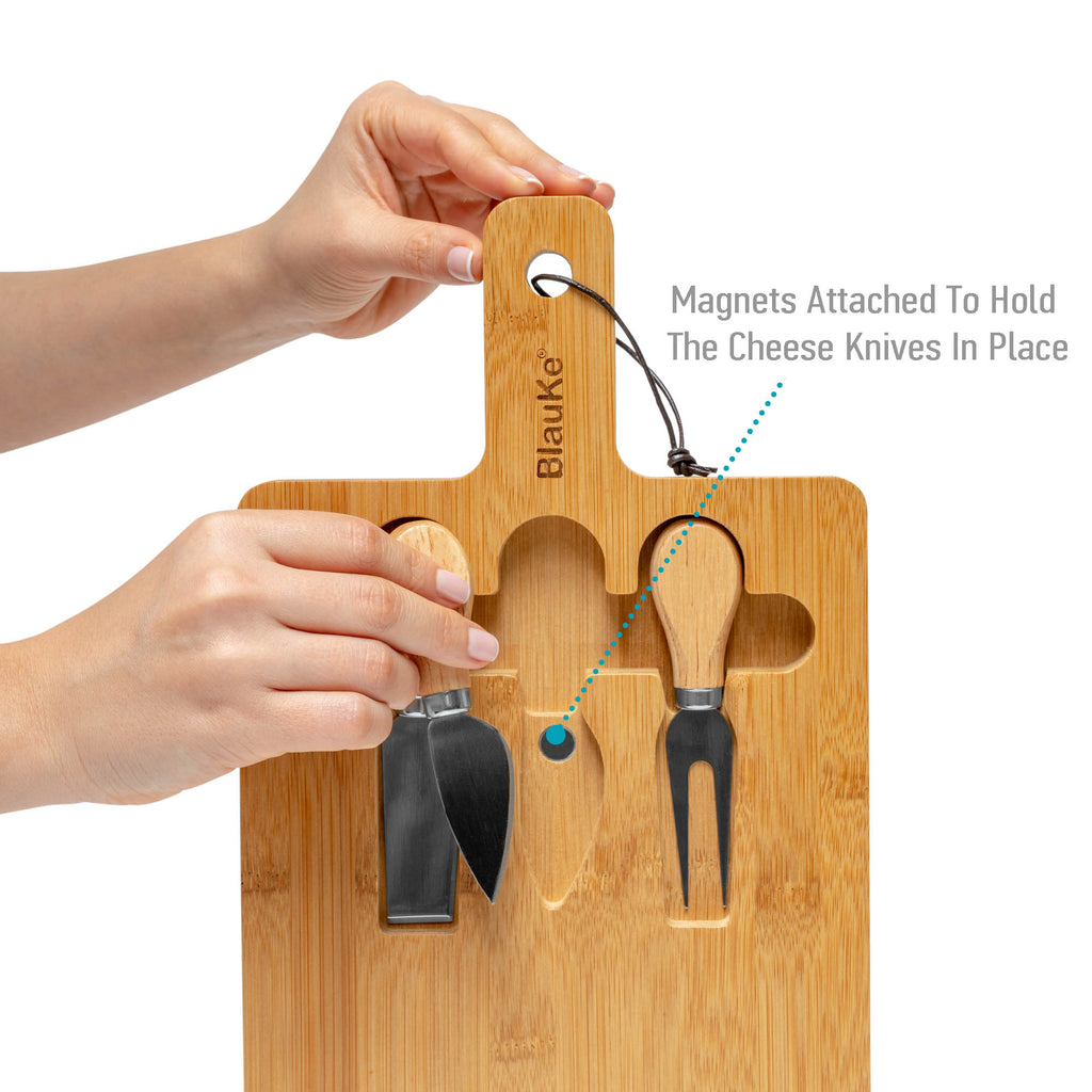 Bamboo Cheese Board Set with 3 Tools – For Two