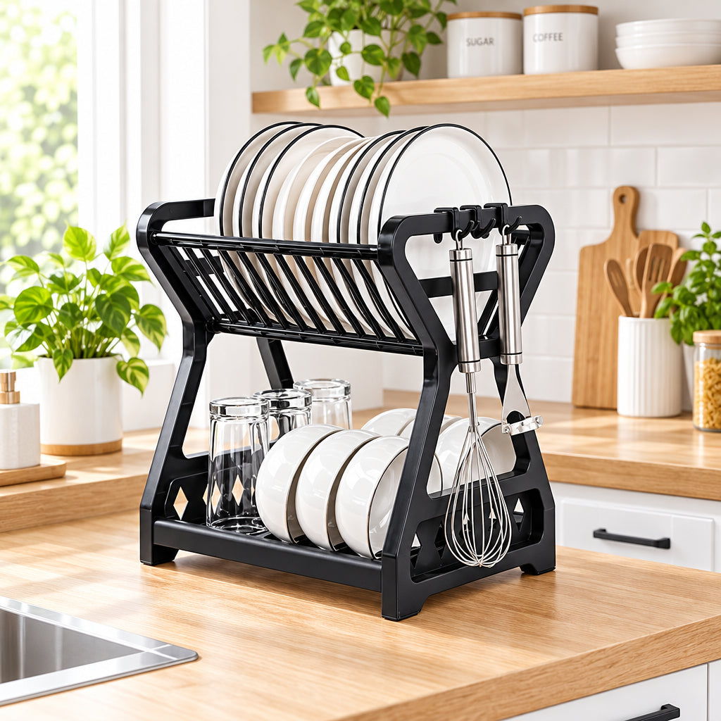 Dual-Level Kitchen Organizer Rack