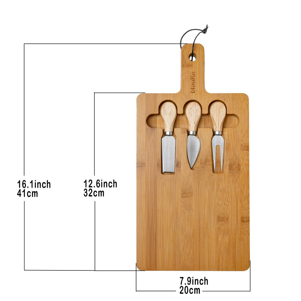 Bamboo Cheese Board Set with 3 Tools – For Two