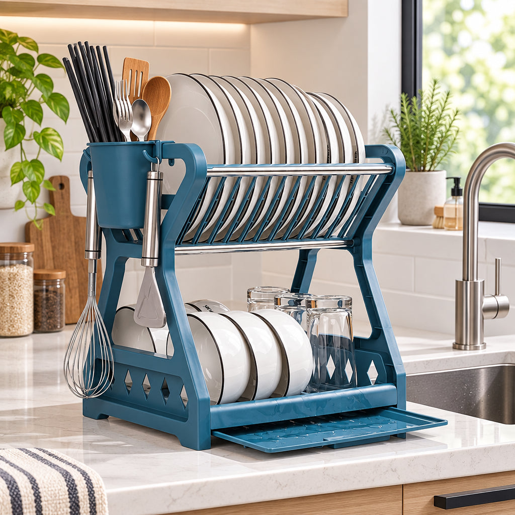 Dual-Level Kitchen Organizer Rack