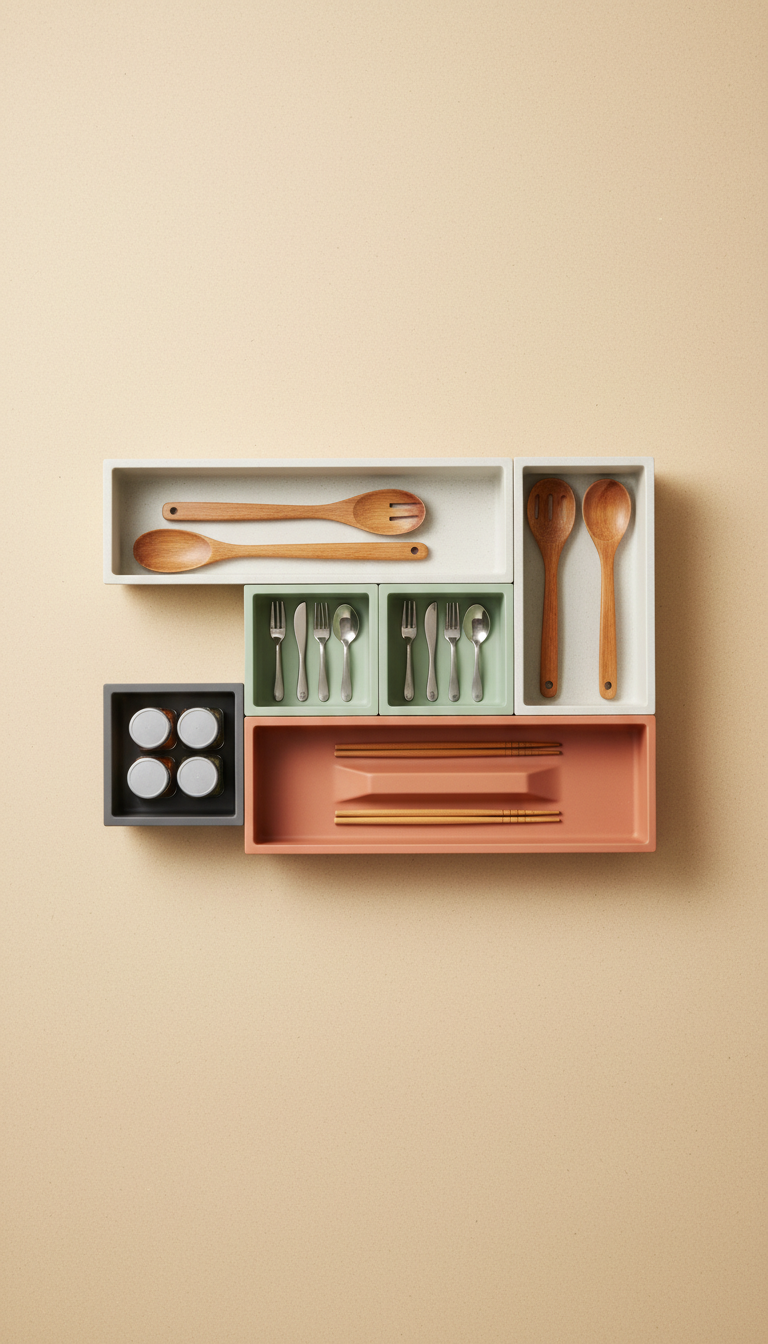 Modular kitchen drawer organizer set