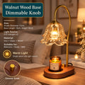 Walnut-Finish Glass Candle Warmer Lamp