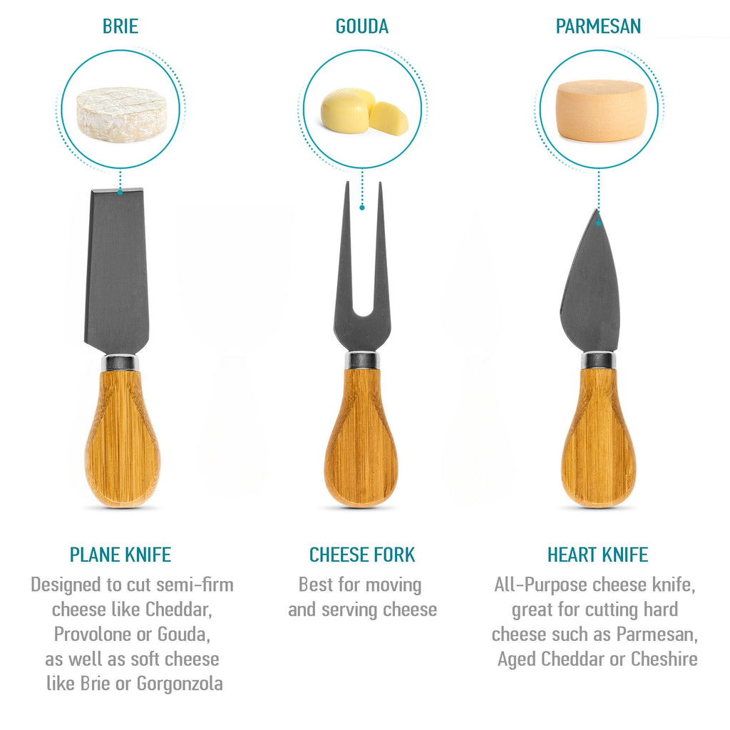 Bamboo Cheese Board Set with 3 Tools – For Two