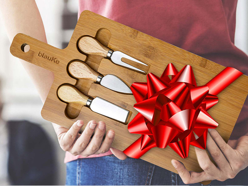 Bamboo Cheese Board Set with 3 Tools – For Two