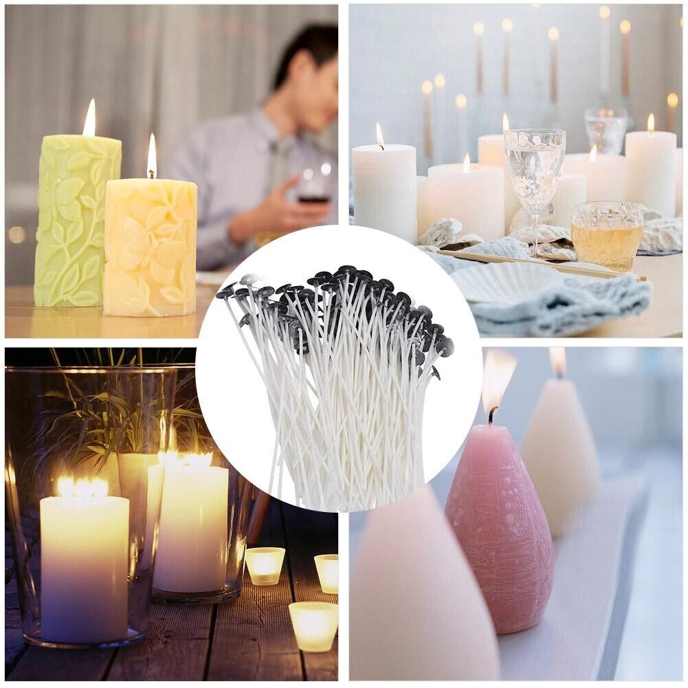 6-Inch Pre-Tabbed Cotton Candle Wicks, 100-Pack