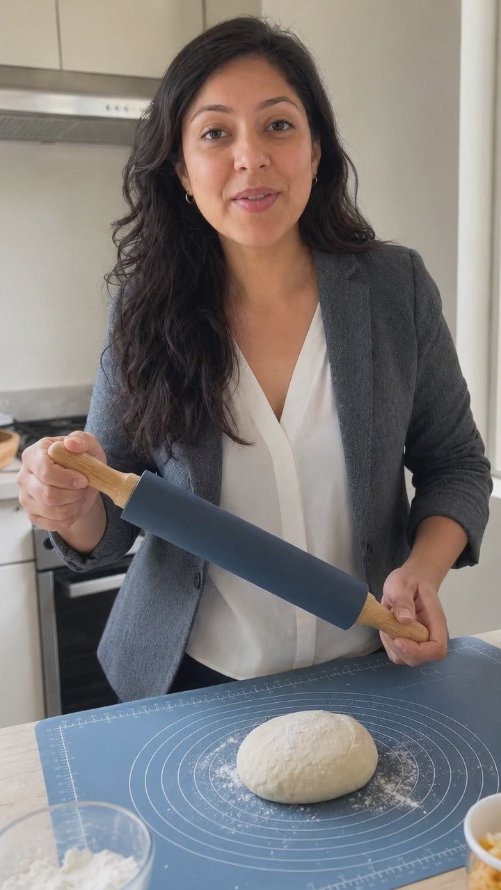 Thick Non-Slip Rolling Pin and Large Non-Stick Mat